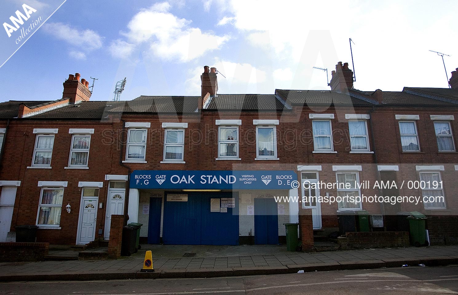 22 February 2009 Coca Cola Football League Division Two - Luton Town v Shrewsbury Town - The entrance to the Oak stand underneath the houses at Kenilworth Road Stadium, home of Luton Town