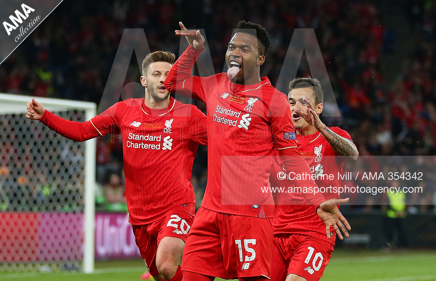 18 May 2016 - UEFA Europa League Final - Liverpool v Sevilla - Daniel Sturridge of Liverpool celebrates scoring the first goal to make the score 1-0 © Catherine Ivill AMA 354342